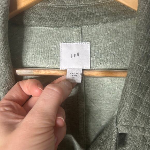 J. Jill Quilted Barn Jacket Chore Coat Women’s XL Green Pockets Lightweight - Picture 6 of 8